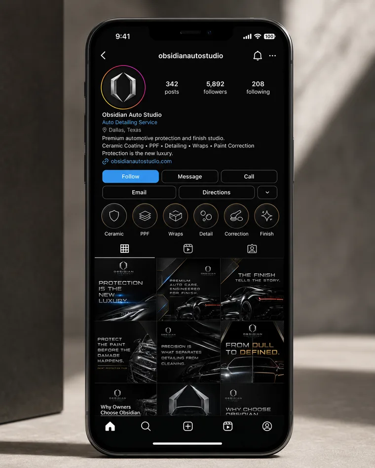 Obsidian Auto Studio — Obsidian Auto Studio Instagram Presence