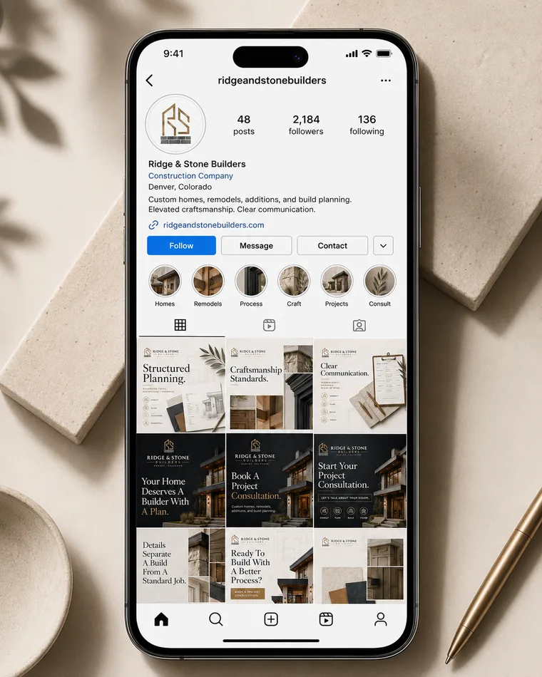 Ridge & Stone Builders — Ridge & Stone Builders Instagram Presence